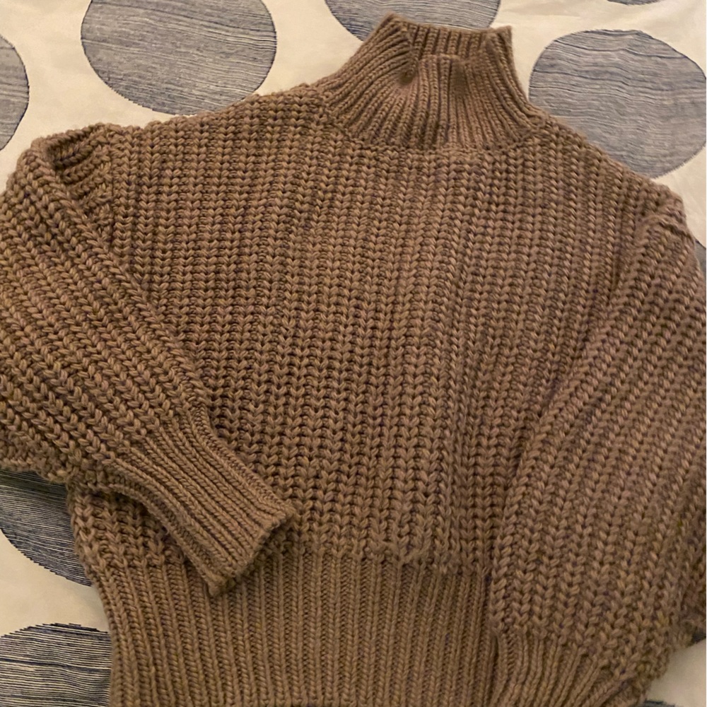 H&M Lightly Worn Knit Taupe High Neck Sweater, Size S